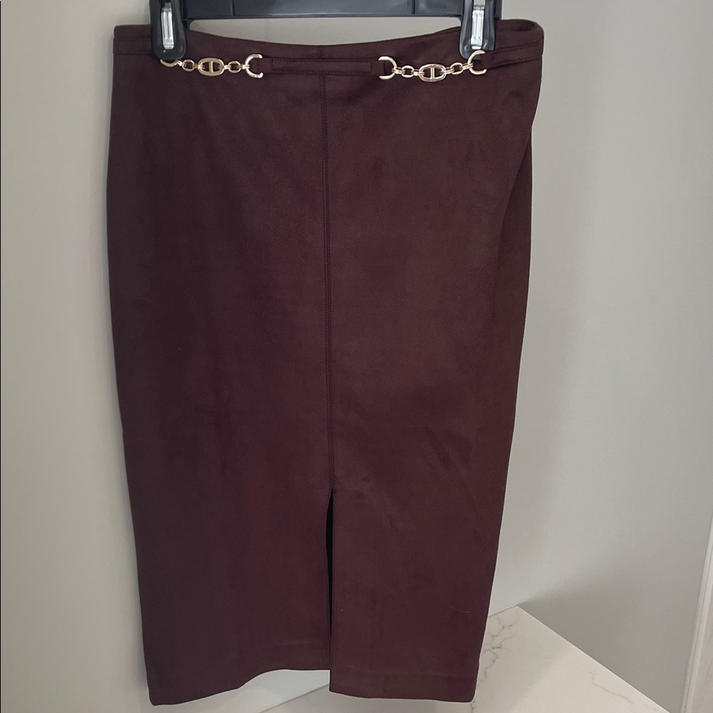 Size 4Elegant Brown Skirt with Gold Accents
